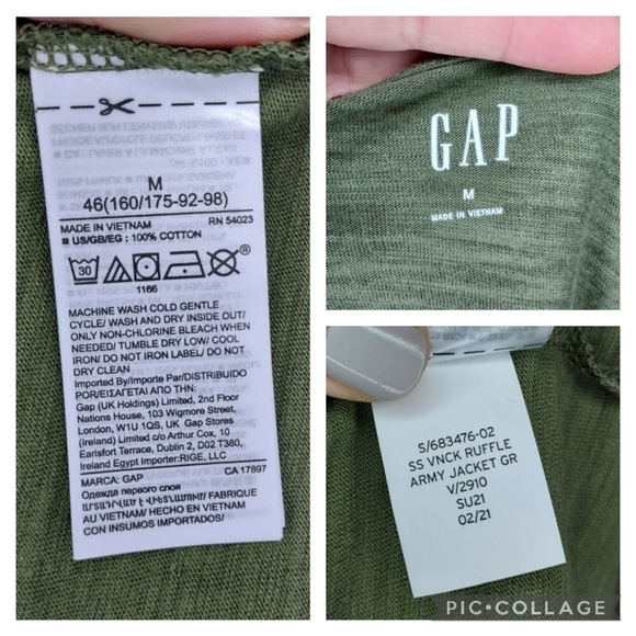 GAP t-shirts scoop neck purple orchid, grey camo, vneck army green M L lot of 3 - Picture 13 of 16